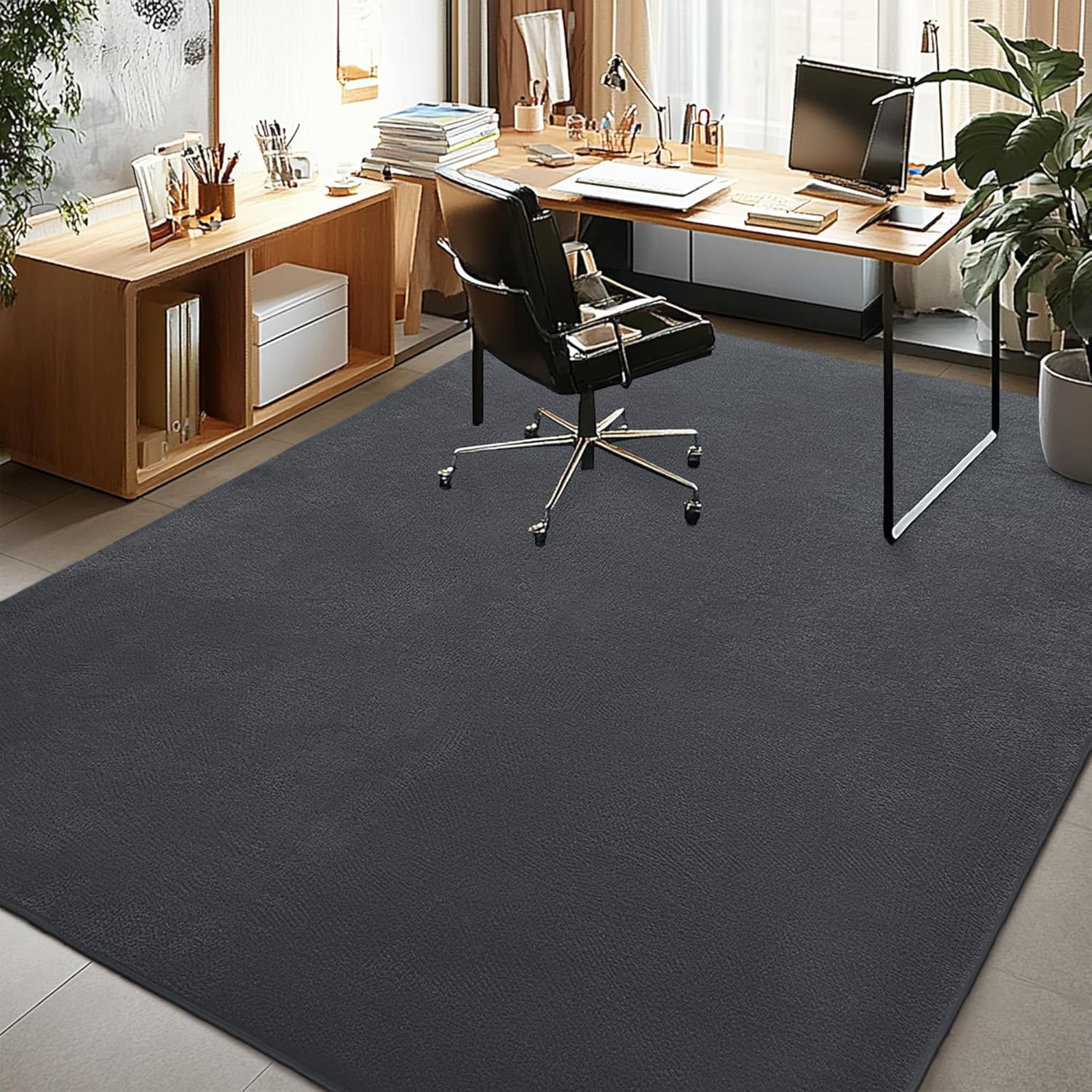 Large Modern Area Rugs for Living Room Bedroom, 4X6 Feet Dark Grey Ultra Soft Thickened Memory-Foam Indoor Rug, Comfy Aesthetic Solid Minimalist Carpets for Girls Boys Nursery Dorm Home Decor - Image 5