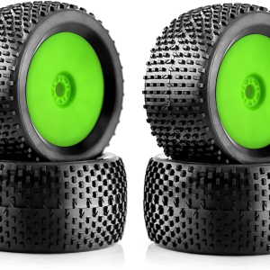 1/8 RC off Road Racing Truck Tires and Wheels 17Mm Hex Rubber Buggy Tyres OD 140Mm for 1:8 Scale Monster Truck Car Arrma Typhon 6S Talion 4WD HPI HSP BAZOOKA CAMPER Kyosho TRAXXAS 4PCS (Green)