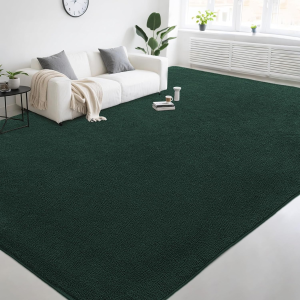 Large Modern Area Rugs for Living Room Bedroom, 6X9 Feet Dark Green Ultra Soft Thickened Memory-Foam Indoor Rug, Comfy Aesthetic Solid Minimalist Carpets for Girls Boys Nursery Dorm Home Decor